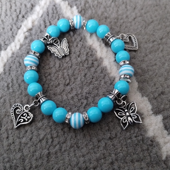 Beaded Blue Charm Bracelet - Picture 2 of 14